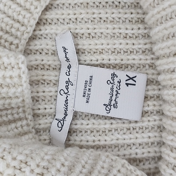 American Rag Cie Oversized Beige Mockneck Sweater Size 1X - Picture 2 of 9